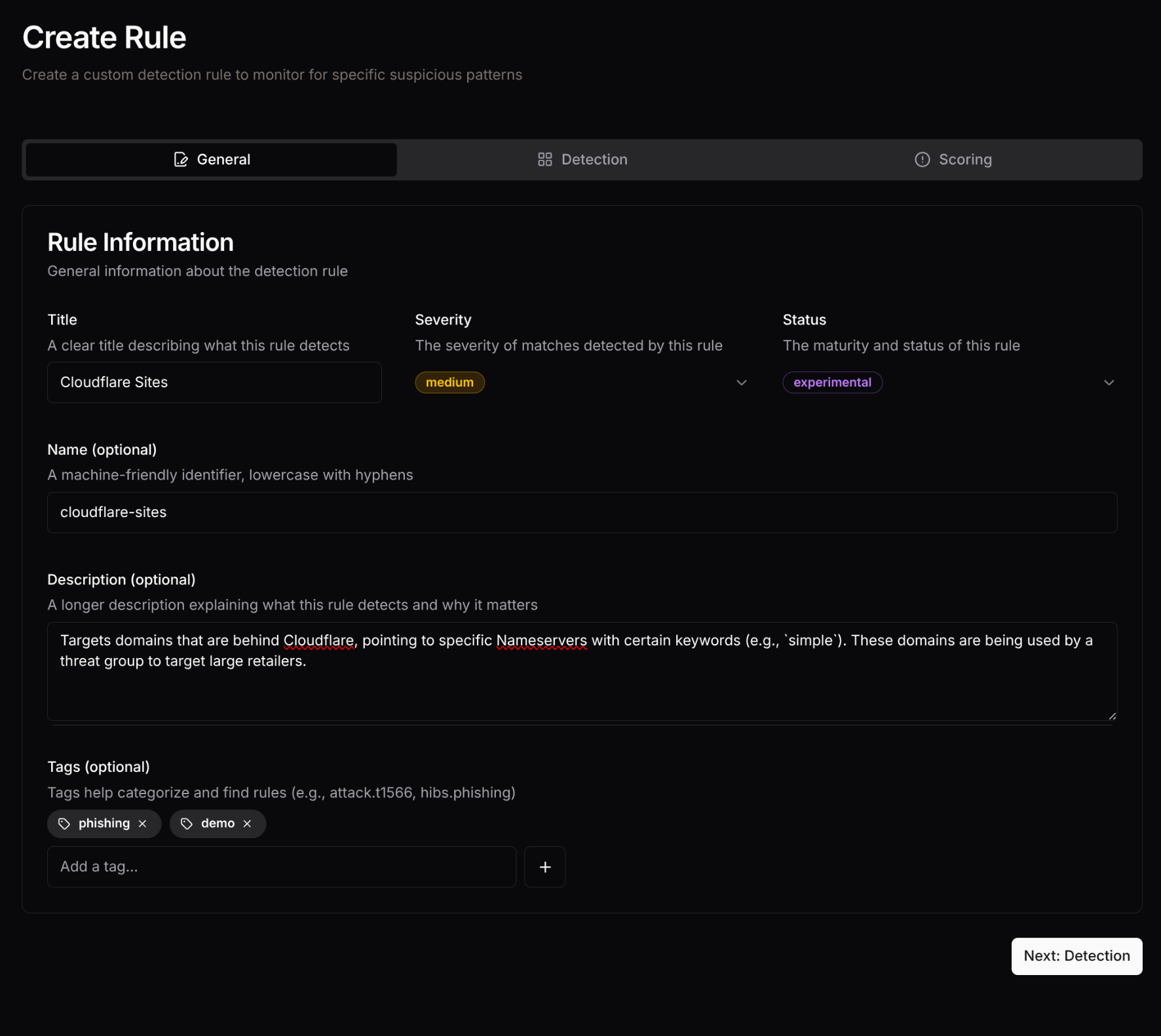 Rule Creation - Step 1